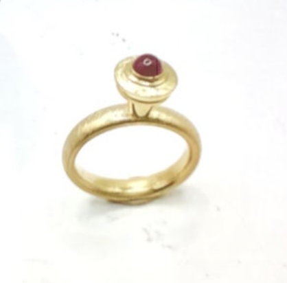18k Gold Ruby Cabochon Ring, JHO118, Julie Harris
