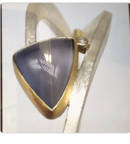 Title: 22k Gold & Sterling Silver Blue Chalcedony Bracelet with Diamonds, JH0107, Julie Harris