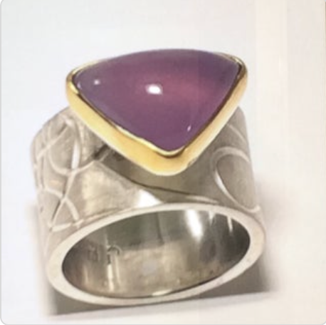 22k Gold & Sterling Silver Lavender Chalcedony Ring, JH0106, Julie Harris