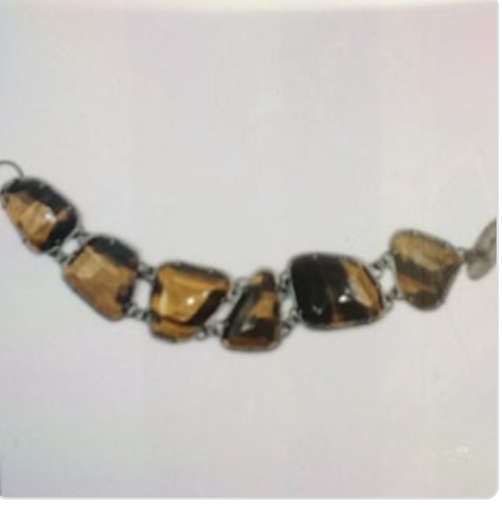 Sterling Silver Prong Set Tiger’s Eye Bracelet, HE0314, Heather Guidero