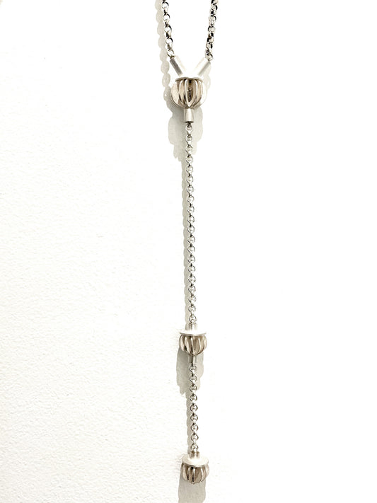 Sterling Silver Lantern with Double Lantern Tail Lariat, VS017/25, Vickie Sedman