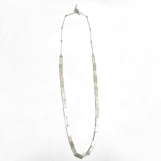 Sterling Silver Rectangles Long necklace 31'' handmade chain and toggle clasp, YC26ALN02