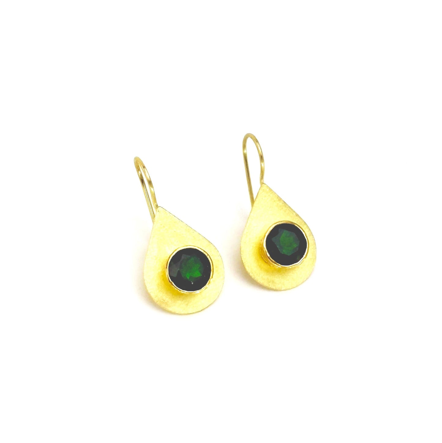 18KT & 22KT Gold Chrome Diopside Earrings, GECD-E01, Yu Jean Choi