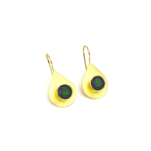 18KT & 22KT Gold Chrome Diopside Earrings, GECD-E01, Yu Jean Choi