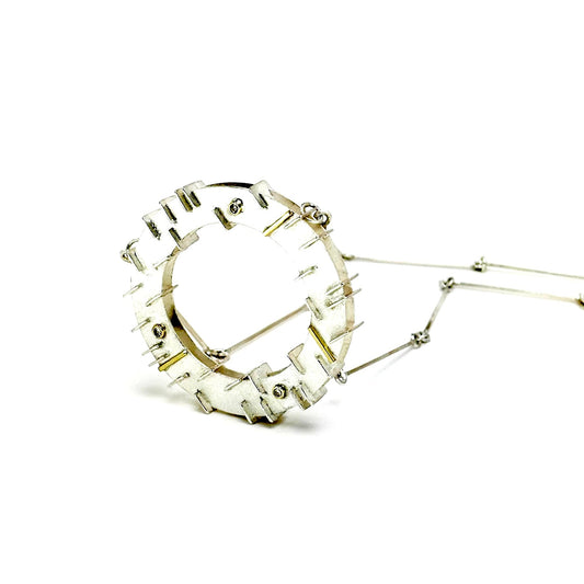 18K Gold & Polish Sterling Silver Revolve Necklace with Diamonds, RBS-N01, Yu Jean Choi