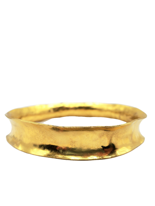 Wide Textured Bangle in 22k Gold