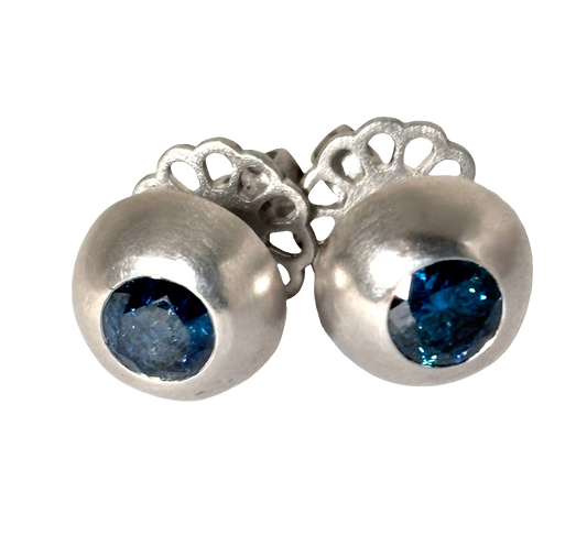 White Gold Blue Diamond Earrings