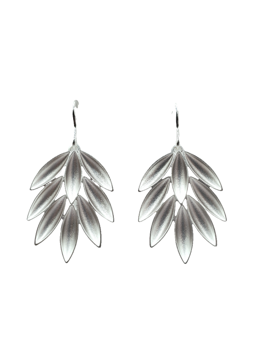 Sterling Silver Fanned Leaf Earrings
