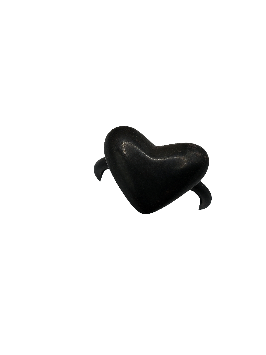 Verticle Oxidized Silver Heart Ring