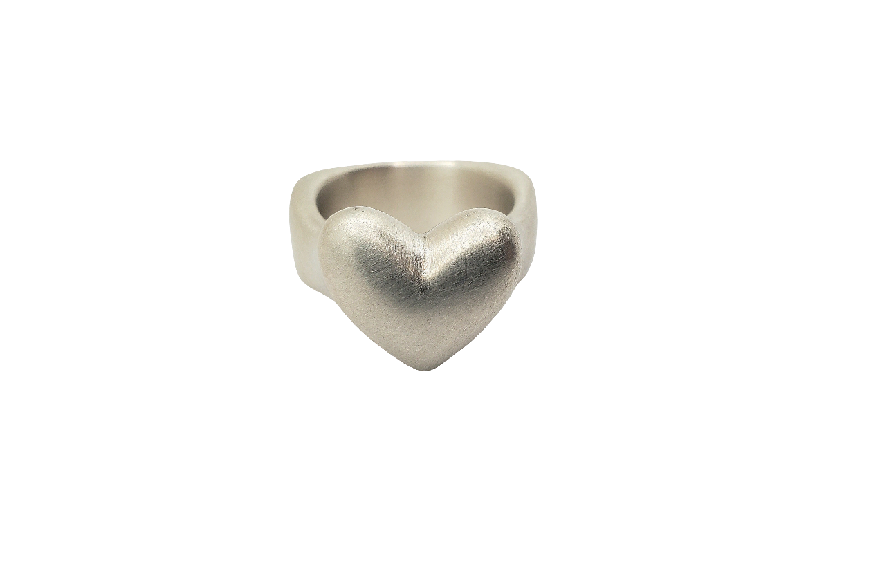 Brushed Finish Heart Ring