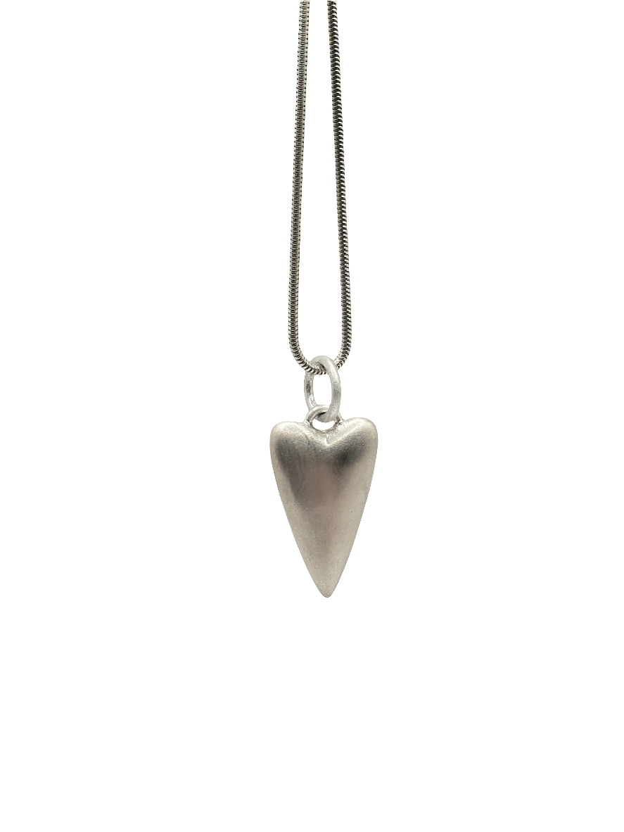 Brushed Heart Pendant (Long)