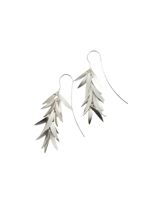 Cascading Sterling Silver Leaf Earrings