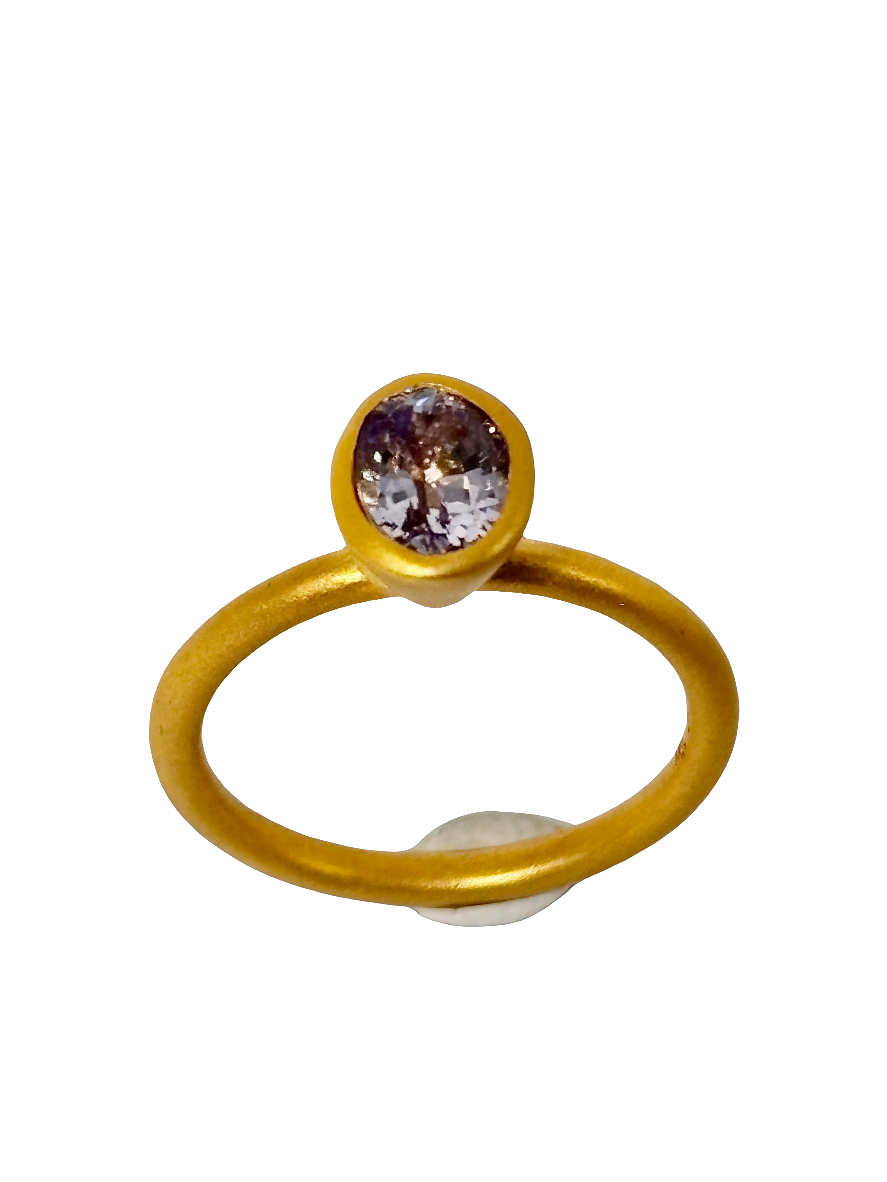 Yellow Gold Oval Blue Sapphire Ring