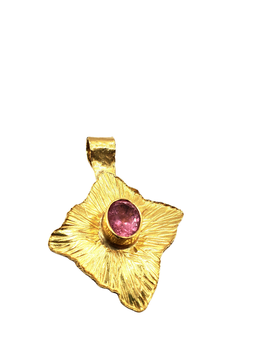 Pink Tourmaline Pendant in 22k Gold