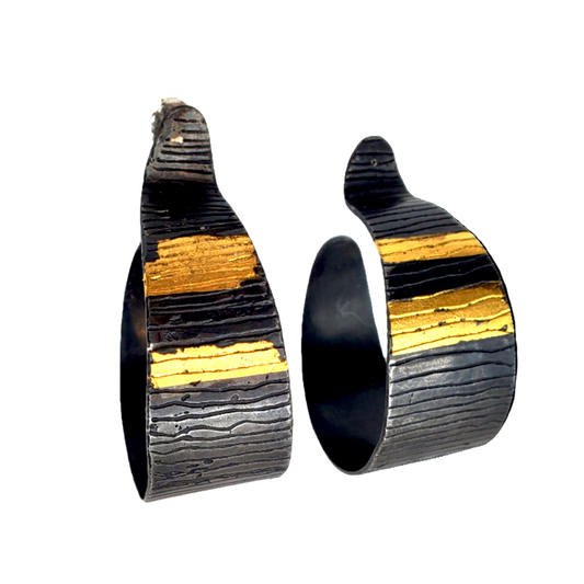 Vantaglow Earrings in Steel/Gold, BB0011/E2506, Bette Barnett