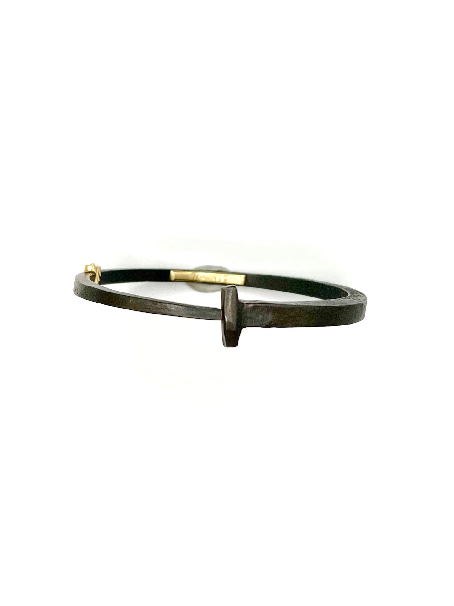 22k Gold and Iron Simple Railroad Spike Cuff