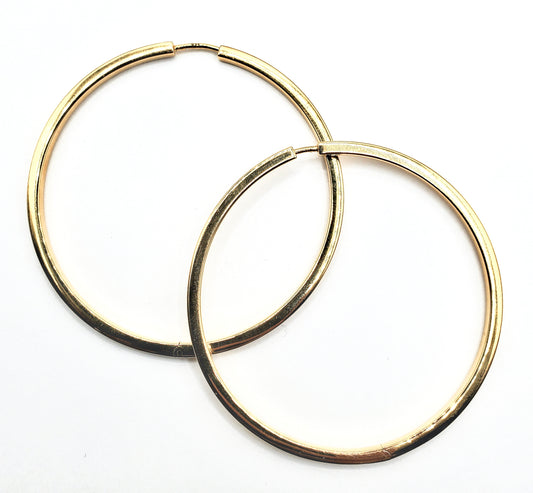 Large Flat 24kt Vermeil Hoop Earrings