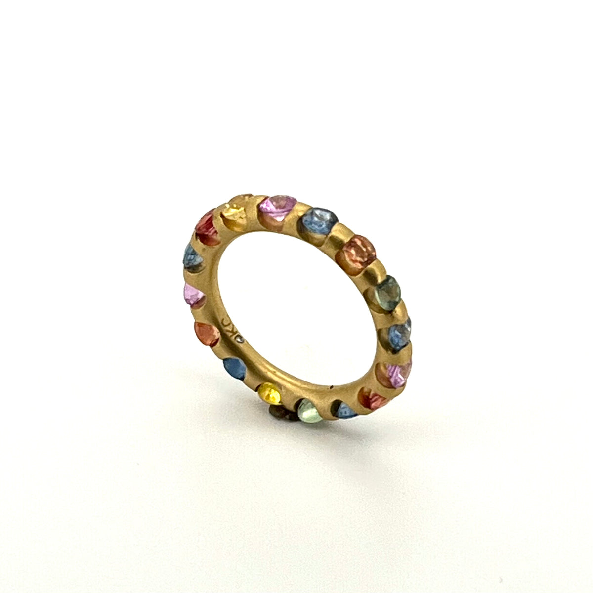 Multicolor Matte 18K Gold & Sapphire Crown Band, KSR153, Kanwar Singh,