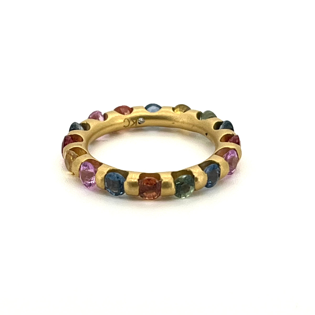 Multicolor Matte 18K Gold & Sapphire Crown Band, KSR153, Kanwar Singh,