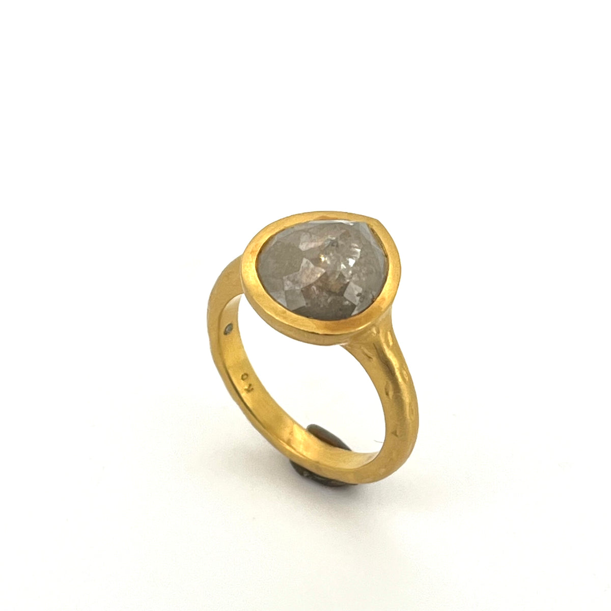 8kt Yellow Gold Iced Grey Teardrop Bezel-Set 4.4ct Diamond Band, KSR105, Kanwar Singh
