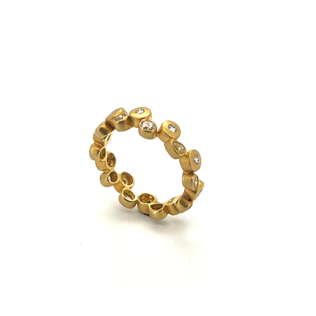 Matte 18K Yellow Gold  Multi Shaped & Colored Diamonds Zigzag Ring, KSR123, Kanwar Singh