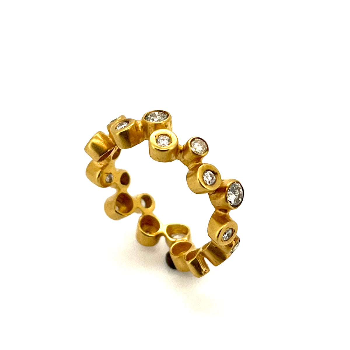 Matte 18K Yellow Gold Diamond Zigzag Crown Band, KSR177, Kanwar Singh