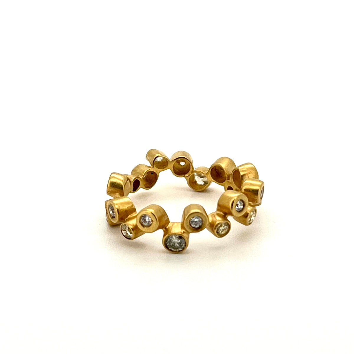 Matte 18K Yellow Gold Diamond Zigzag Crown Band, KSR177, Kanwar Singh