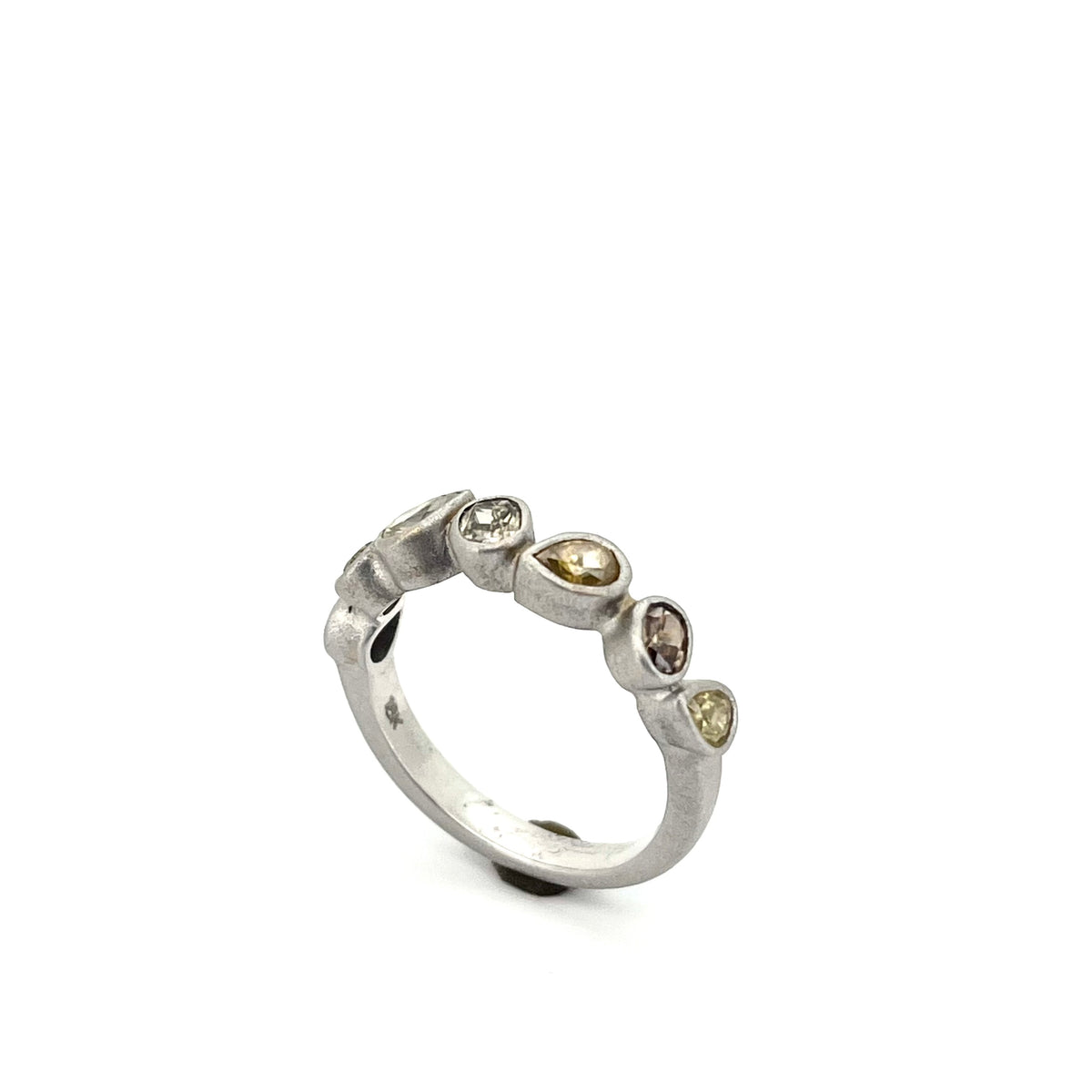 18kt White Gold Multicolor Multishape Diamond Ring, KS167, Kanwar Singh