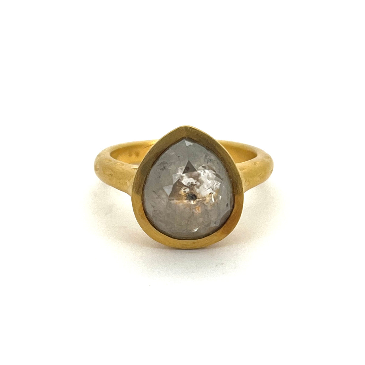8kt Yellow Gold Iced Grey Teardrop Bezel-Set 4.4ct Diamond Band, KSR105, Kanwar Singh