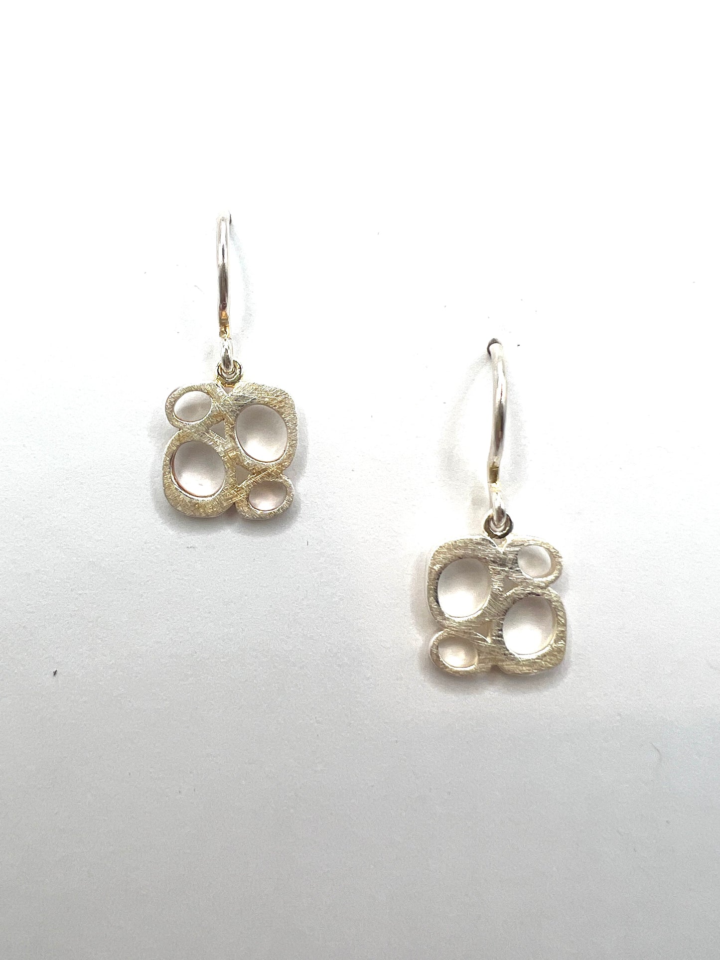 Sterling Silver Four Circle Abstract Dangle Earrings