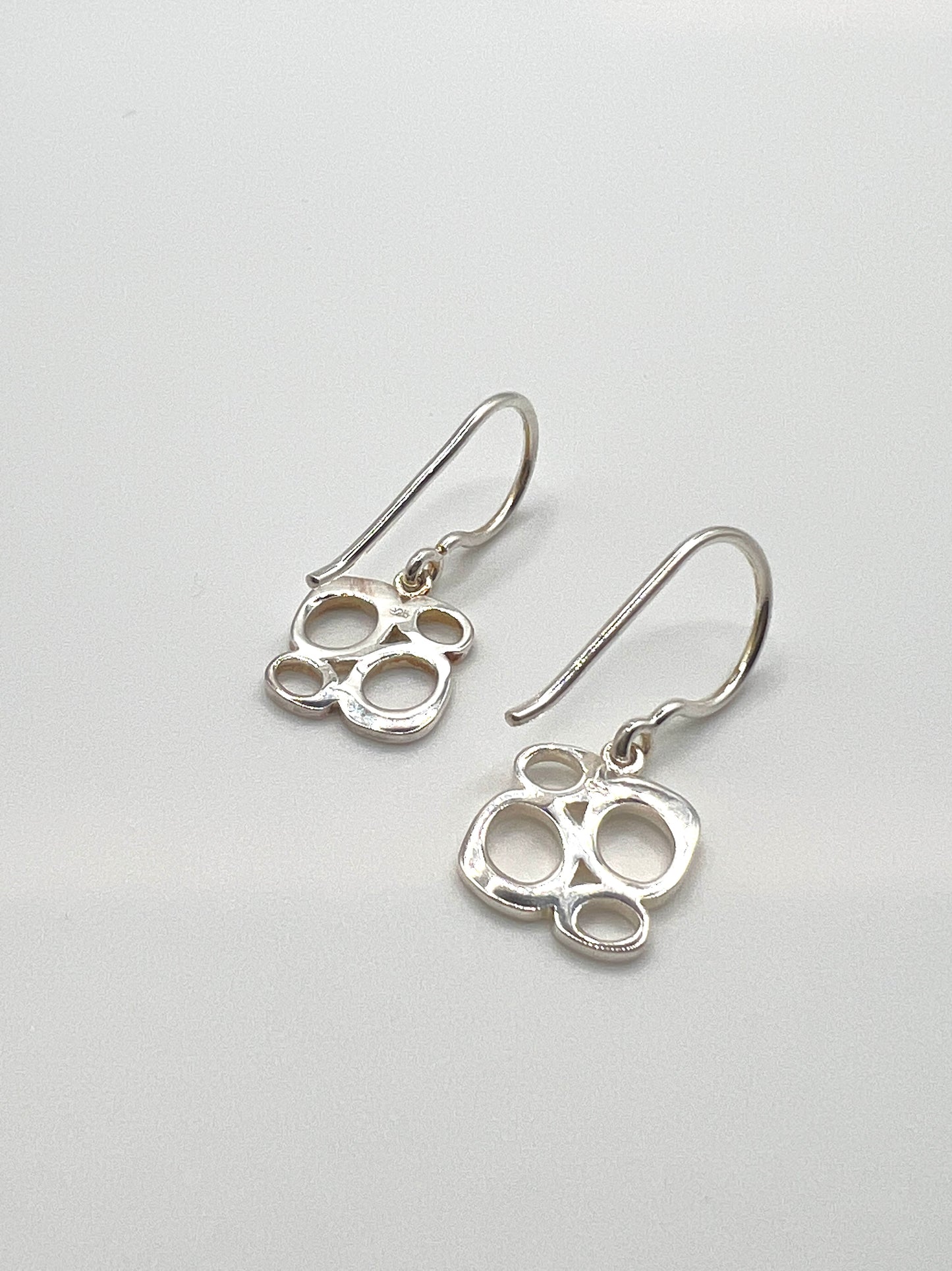 Sterling Silver Four Circle Abstract Dangle Earrings