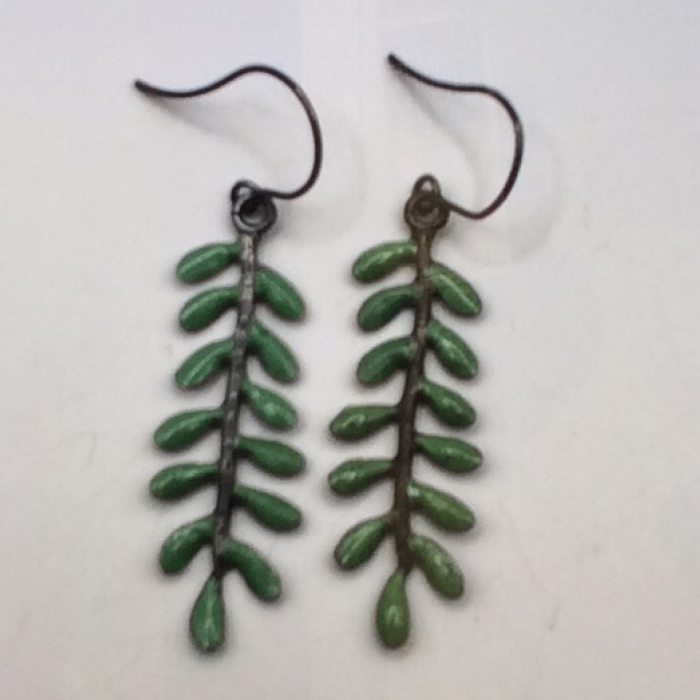 Earrings - Sterling Silver with green leaf Enamel, KYK0404/202305101, Kyung Hee Kim