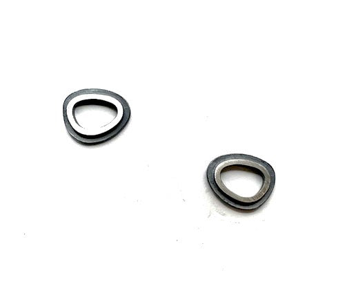 Oxidized Sterling Silver Oblong Circles with Raised Highlights Earrings