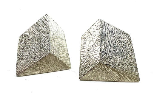 Sterling Silver Textured Geometric Illusion Angle Earrings
