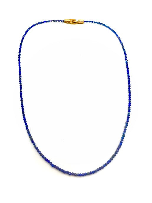 18k Gold Vermeil with Stacked Lapis Cluster Necklace