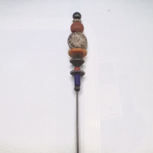 Pin - Sterling Silver, Amber, Coral with Metal Beads, KYK0363/20230560, KYUNG HEE KIM