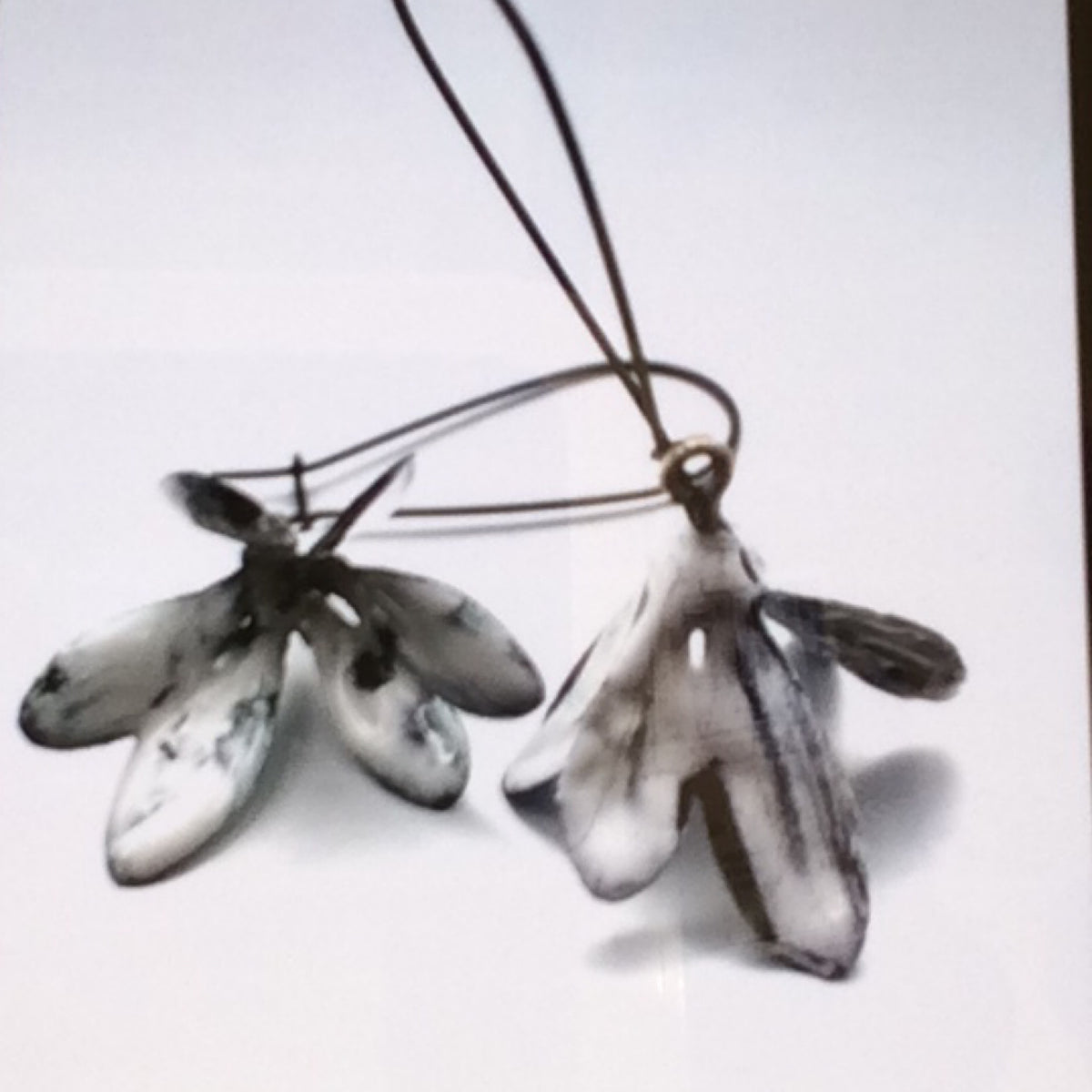 Earrings - Sterling Silver with white Enamel flowers, KYK0376/20230573, Kyung Hee Kim