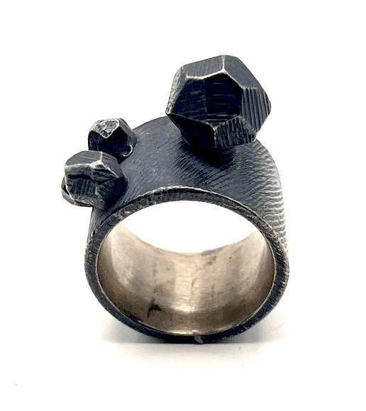 Oxidized Sterling Silver Ring, Size 9, DA0057/60, Dahlia Kanner