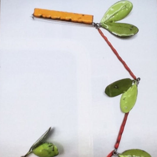 Pin - Sterling Silver, Copper and yellow green leaves orange Enamel, KYK0341/20230538, Kyung Hee Kim