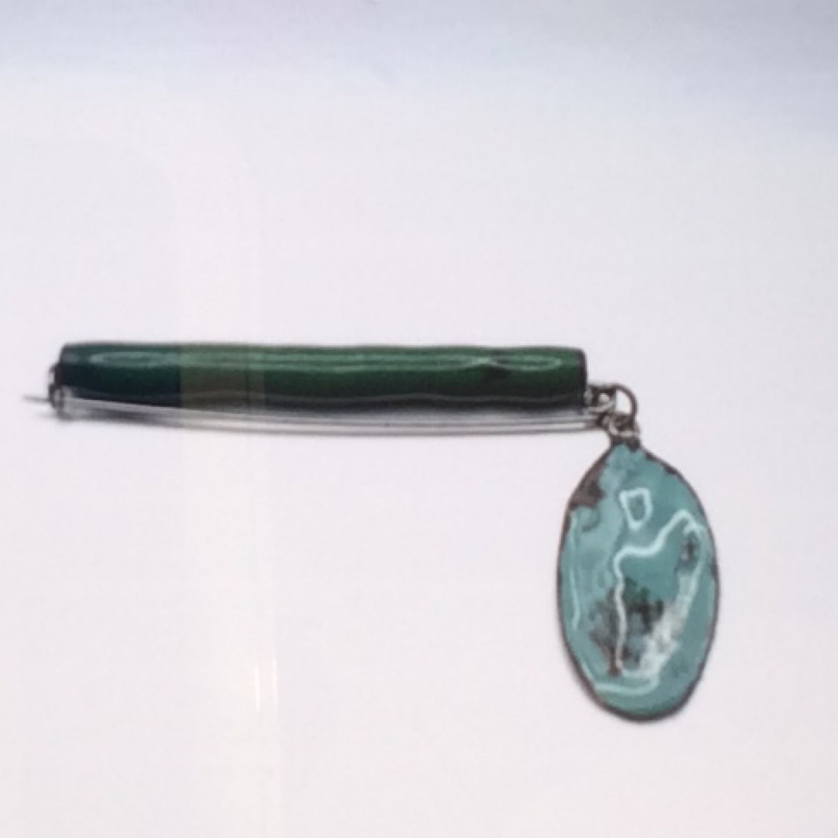 Pin - Sterling Silver, Copper with green and teal Enamel, KYK0362/20230559, Kyung Hee Kim