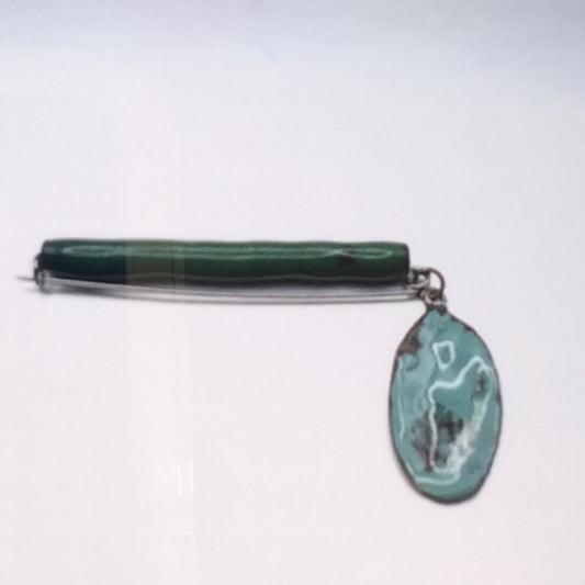 Pin - Sterling Silver, Copper with green and teal Enamel, KYK0362/20230559, Kyung Hee Kim
