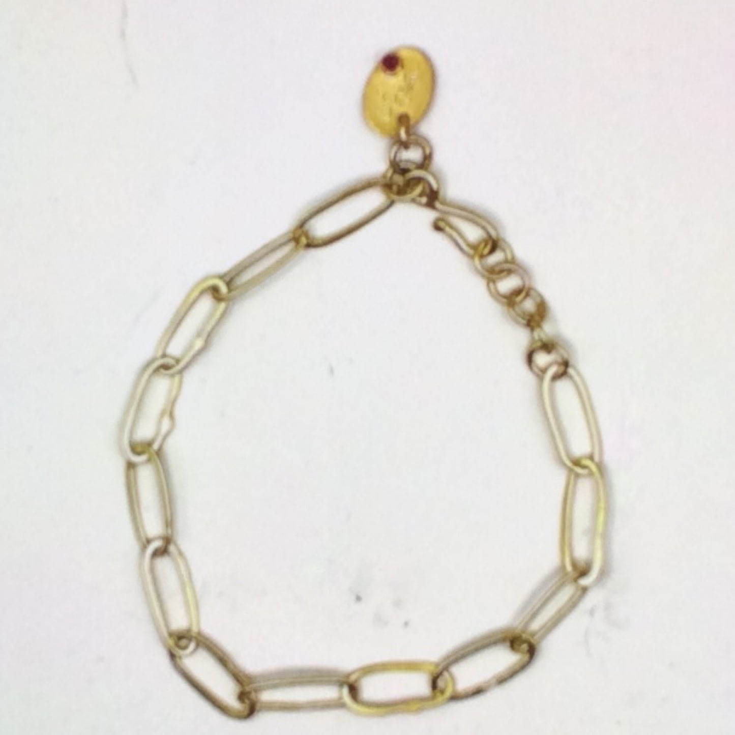18k Gold with 2mm Ruby Paperclip Bracelet, HAL0073, Hal Groeneboer