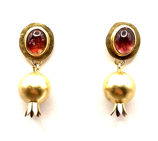 22kt and 18kt Gold with Tourmaline Dangle Earrings.