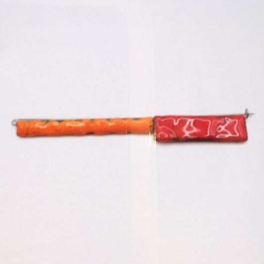 Pin - Copper with red and orange  Enamel, KYK0351/20230548, Kyung Hee Kim