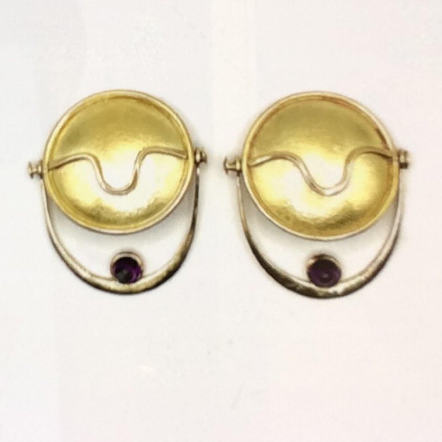 Brass Amethyst Clip-Ons Earrings, MT0020/17, MONA TRUNKFIELD