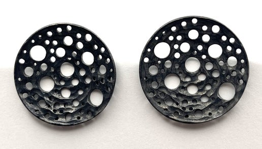 Oxidized Sterling Silver Pierced Disc Earrings