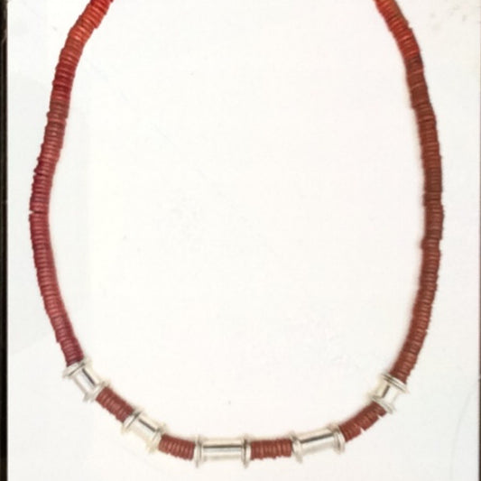 Necklace - Sterling Silver Strand and Brown Lava Beads, MT0005/5, MONA TRUNKFIELD
