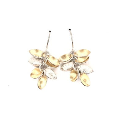 Sterling Silver and 22k Yellow Gold Marquise Dangle Earrings