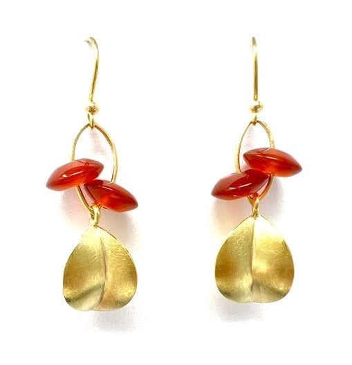 18kt Gold with Carnelian Beads Earrings