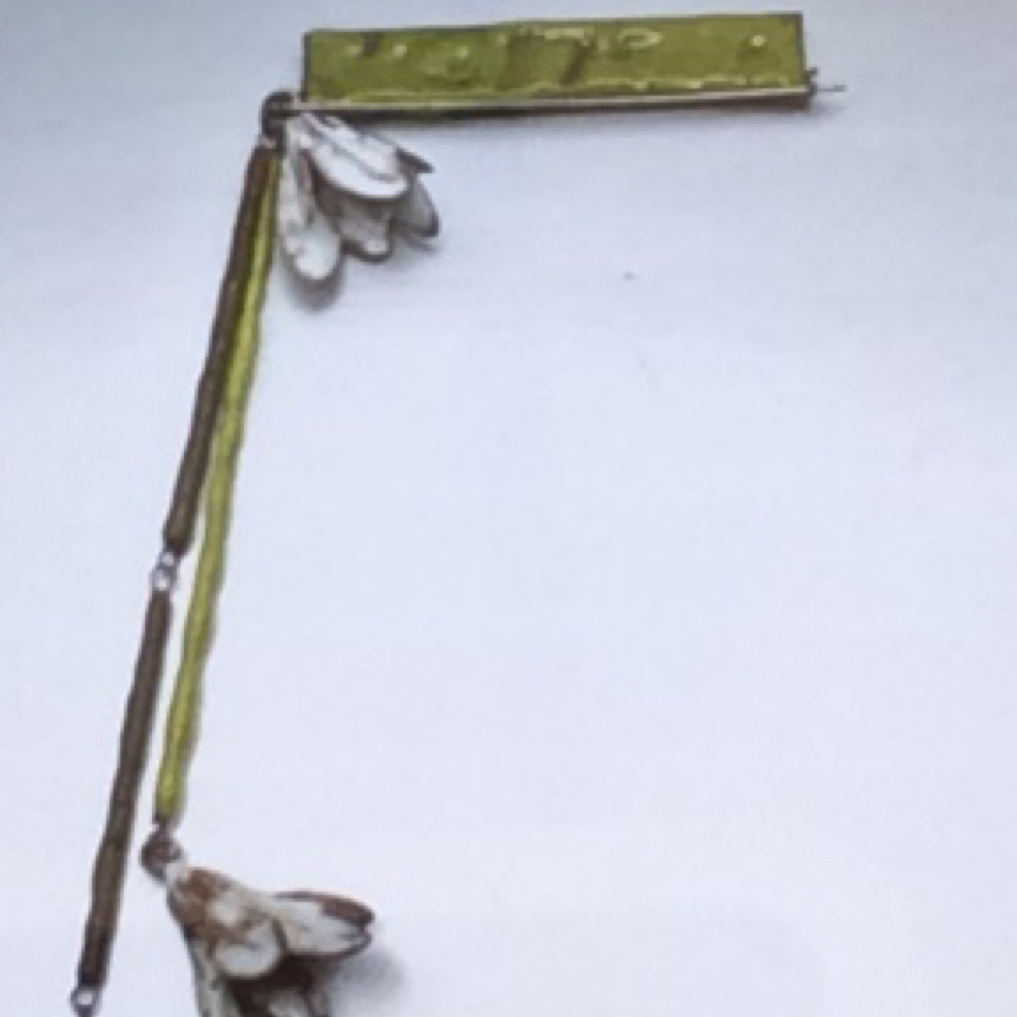 Pin - Sterling Silver, Copper and green and white flower Enamel,  KYK0340/20230537, Kyung Hee Kim